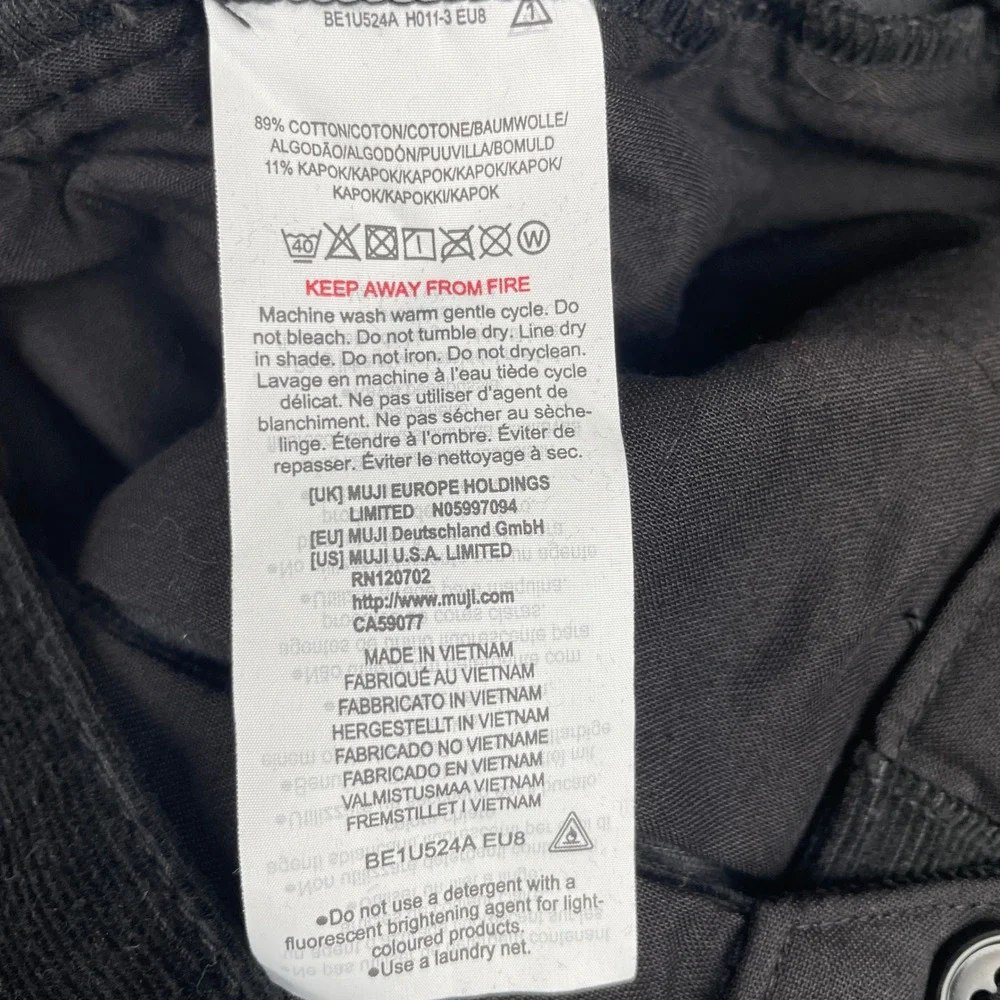 MUJI Black Kapok Corduroy A Line Flare‎ Midi Skirt Wmns M Eco Friendly Academia